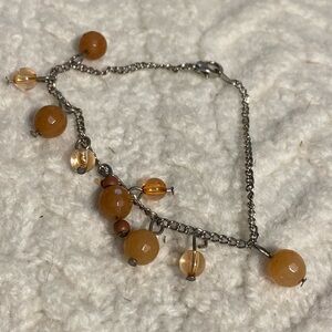 Chic Beaded Bracelet with Orange and Silver Accents